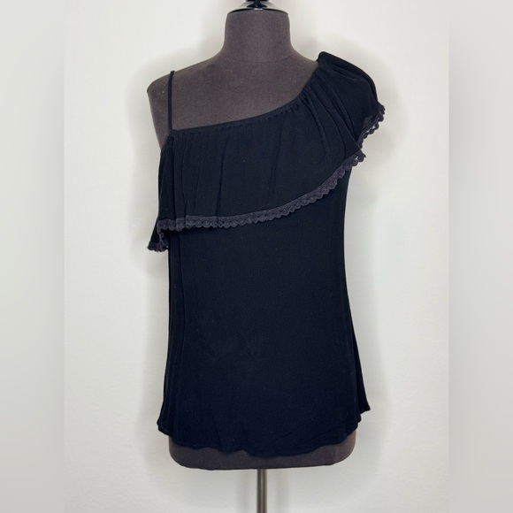 torrid Tops - TORRID One Shoulder Black Flowy Blouse